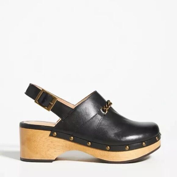 Anthropologie Silent D Georgia Slingback Heeled Black Clogs - Picture 2 of 5